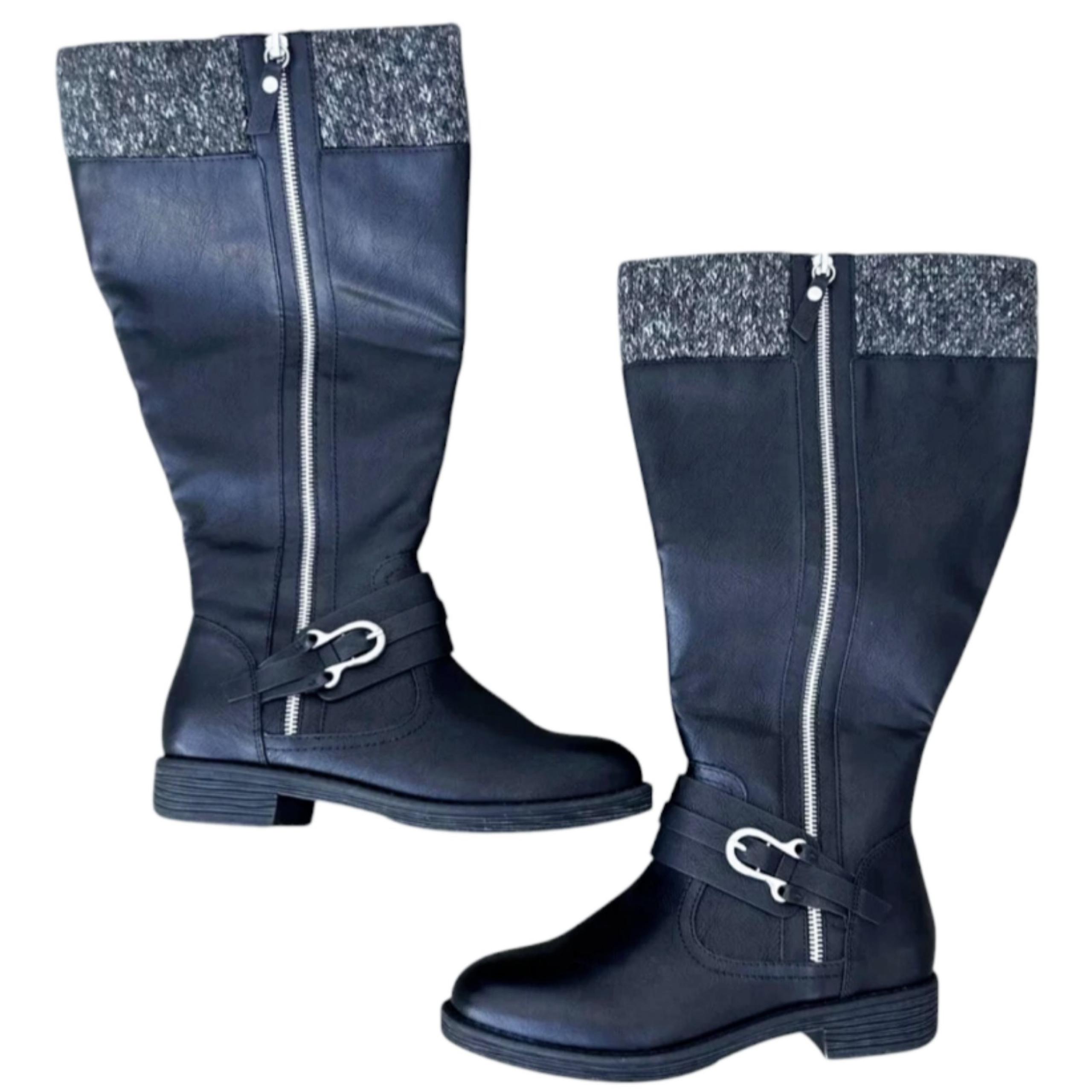 New *Women's Sweater Top Black Knee Biker Boots sz 7.5w Torrid Riding Boots