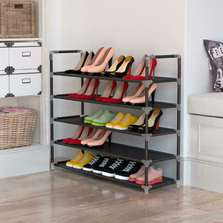 5 Tier Compact Shoe Rack Tower Cabinet Storage Organizer Shelf