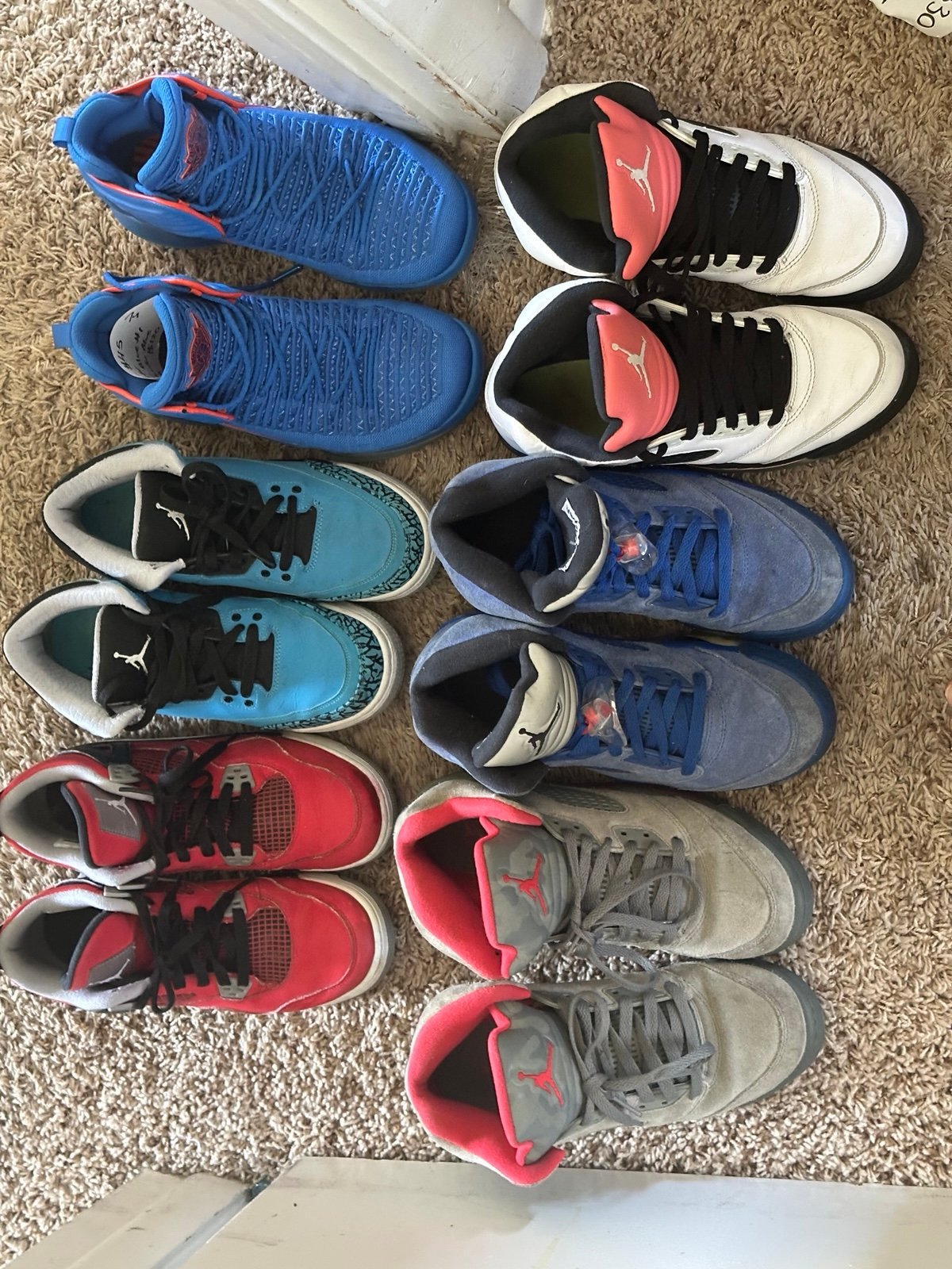 lot Jordan 7y 6 pairs 45 each avg or &40 avg pc. when buying all!