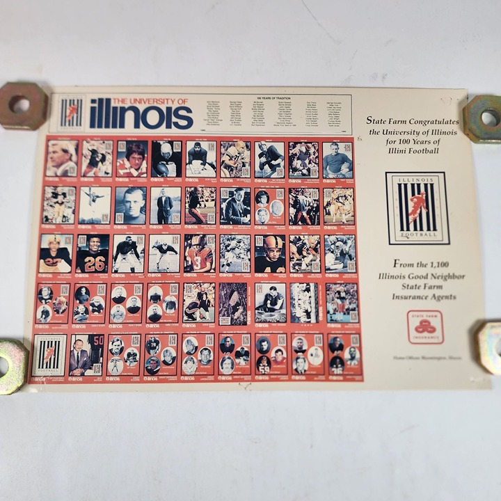 University of Illinois Football State Farm 100 Years Centennial Footballl Poster