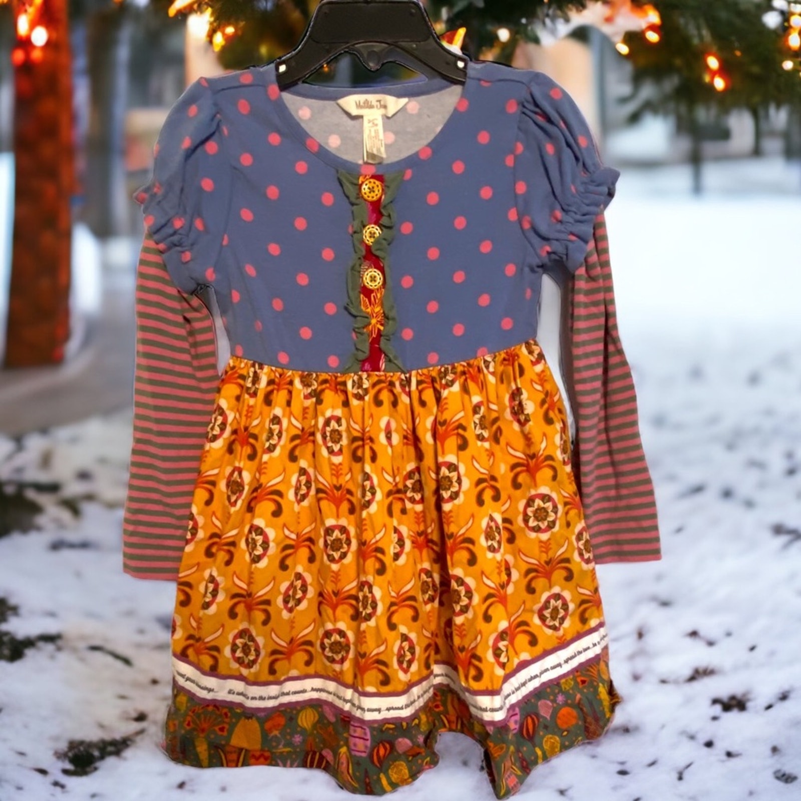 Matilda Jane Dress Size 4 Polka Dot Floral Harvest Time Circle Dress