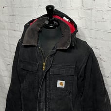 VTG Carhartt USA Quilted Lined Removable Hood Canvas Duck Jacket Men's 46 Tall