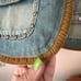 VINTAGE denim leopard lined vest beading studded reworked SIZE LARGE Coachella