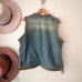 VINTAGE denim leopard lined vest beading studded reworked SIZE LARGE Coachella