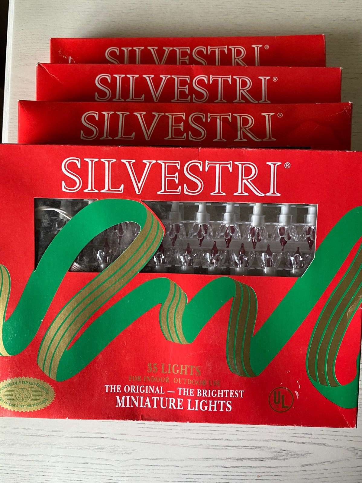 LOT 4 Box VINTAGE Silvestri Mini Red Tulip Reflector Lights