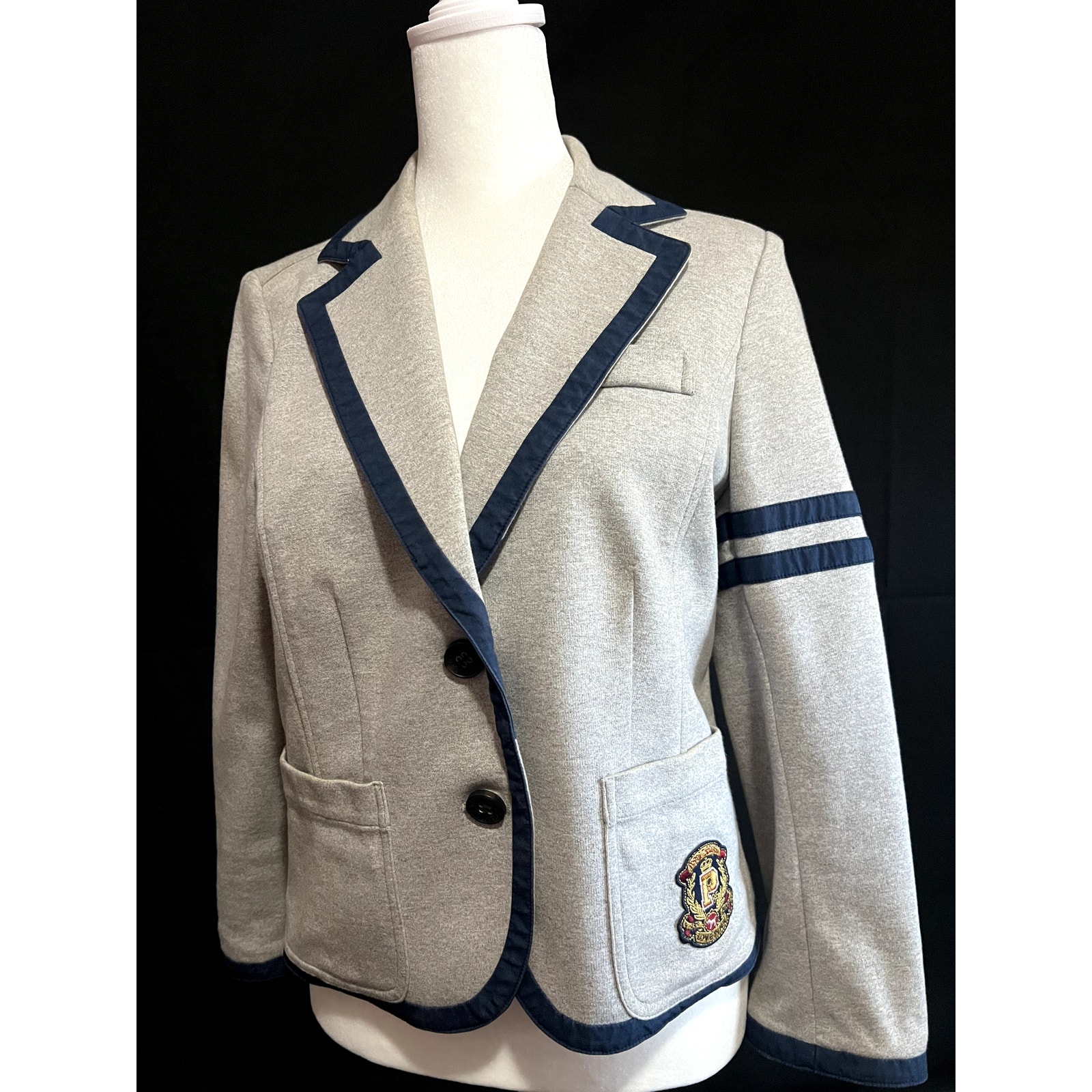 Y2K Vintage Victoria's Secret PINK Varsity Blazer Preppy Gray Logo Jacket