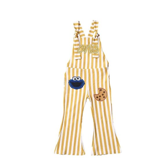 12-18 Cookie Monster Jumpsuit First Birthday Outfit Clothes Sesame Street Romper