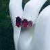 Accent Ring 5 Red Ruby Prong Set Gemstones Oval Cut Size 7 Stamped 925 Sterling