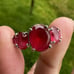 Accent Ring 5 Red Ruby Prong Set Gemstones Oval Cut Size 7 Stamped 925 Sterling