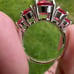 Accent Ring 5 Red Ruby Prong Set Gemstones Oval Cut Size 7 Stamped 925 Sterling