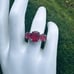 Accent Ring 5 Red Ruby Prong Set Gemstones Oval Cut Size 7 Stamped 925 Sterling