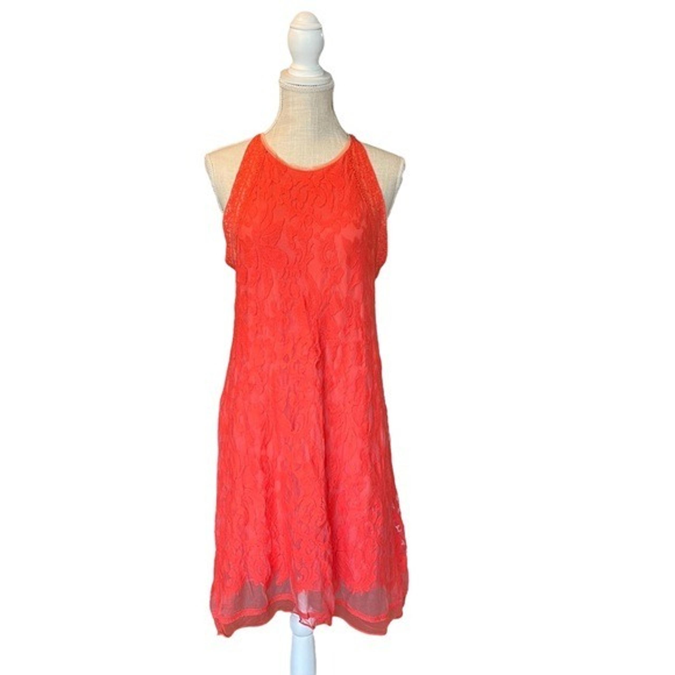 Chelsea & Violet Lace Overlay Coral Tank Dress