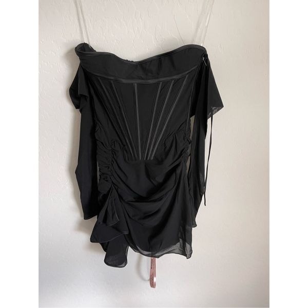 HOUSE OF CB LONDON Gianna Silk Black Corset Mini Dress Size XS NWT