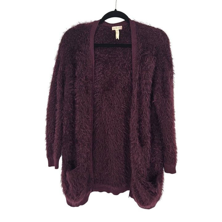 Matilda Jane Medium Friends Forever Meagan plum eyelash open front cardigan
