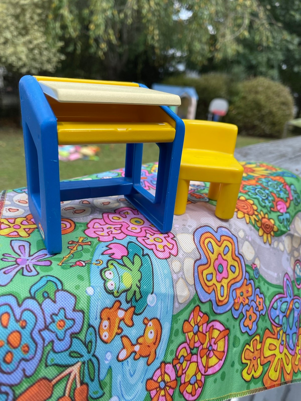 Little Tikes Dollhouse Center Art School Desk and Yellow Chair Vintage Miniature