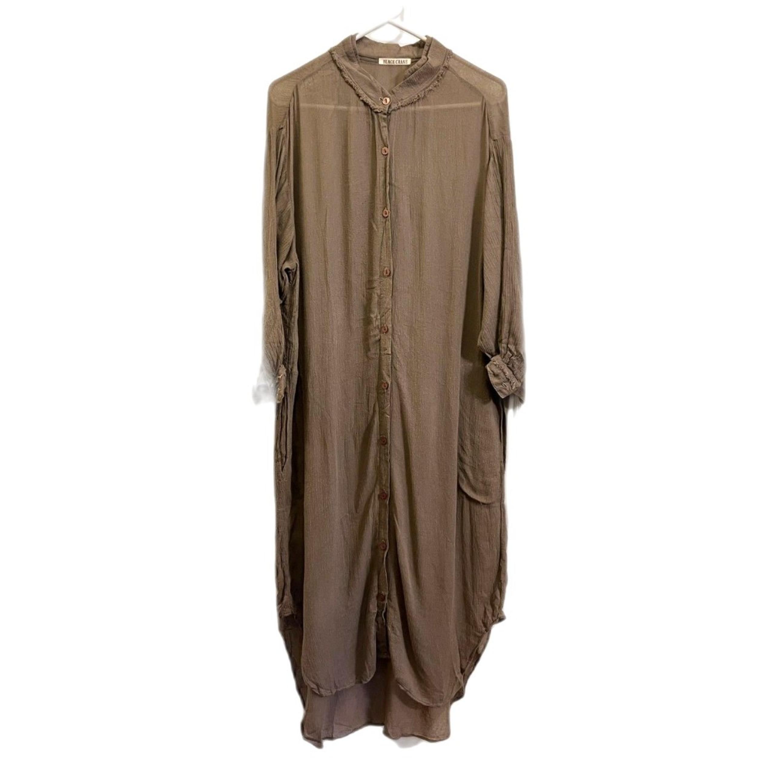 BLACK CRANE Gray Green Button Up Midi Dress  Women's Size Medium