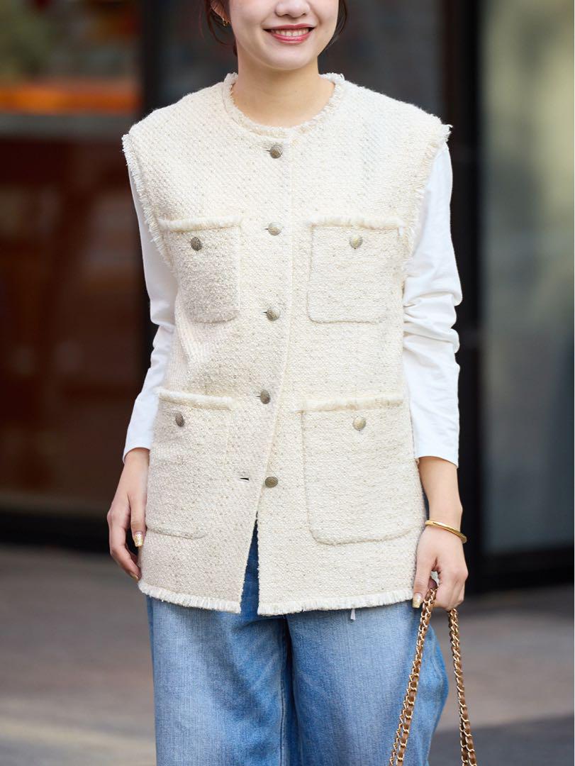 SLOBE IENA Tweed Fringe Vest