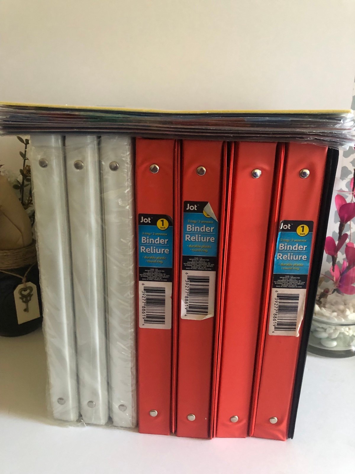 Red and White Binder with Dividers Bundle of 14 for Home Office and School