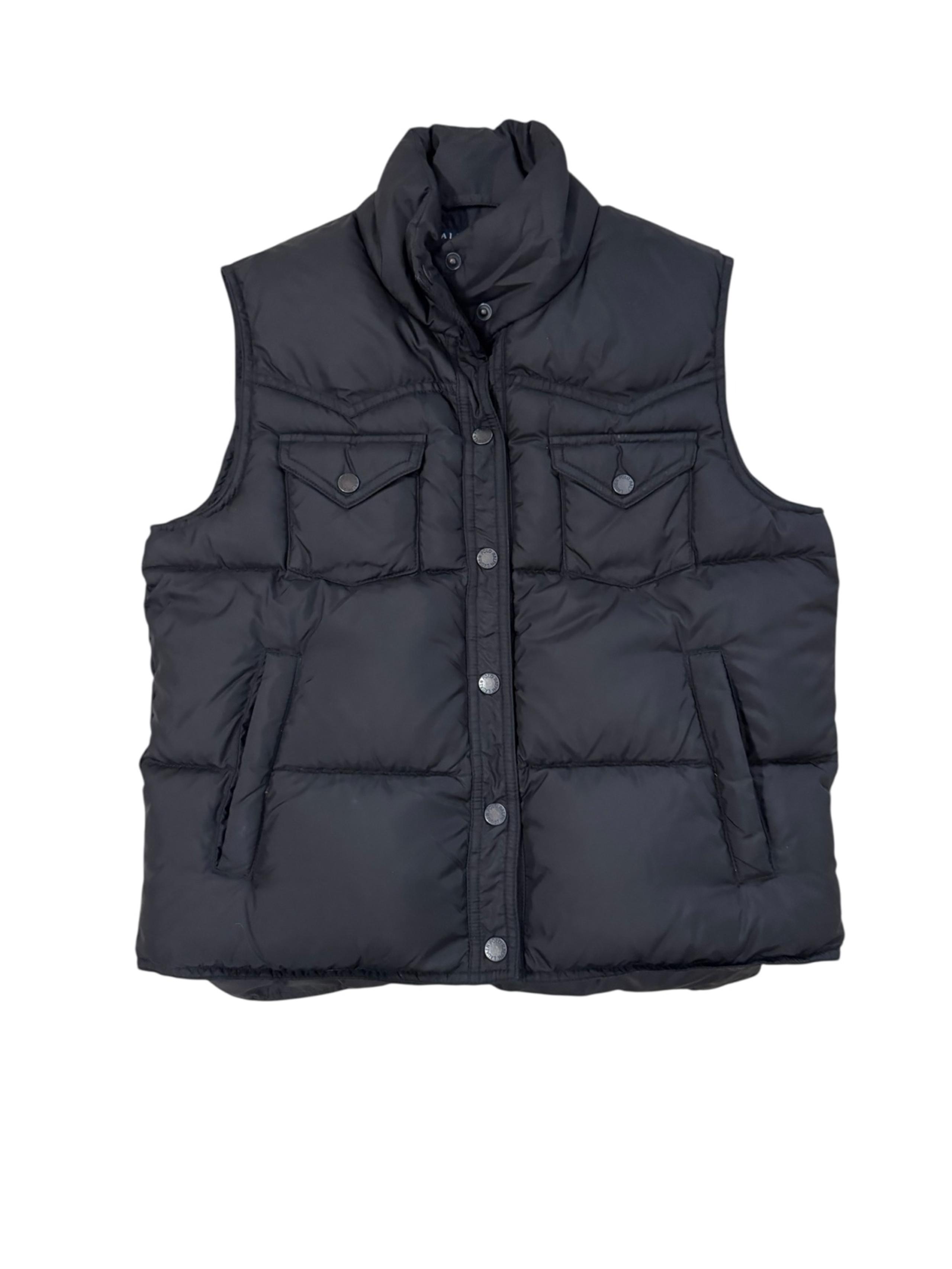 Ralph Lauren Down Filled Puffer Vest Womens Medium Black Snap Front Midweight