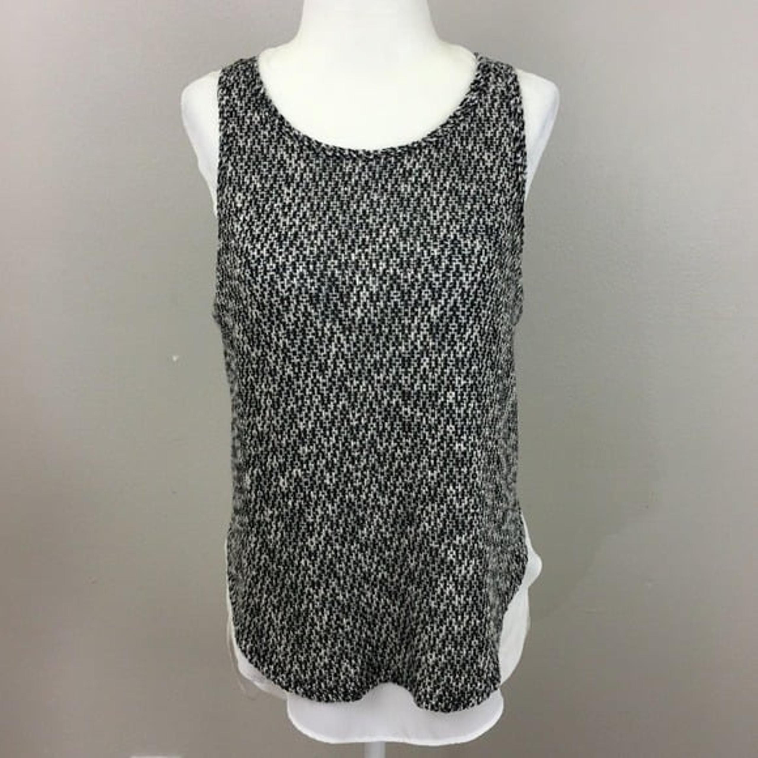 NWOT Bar III Black Split Layer Knit Top