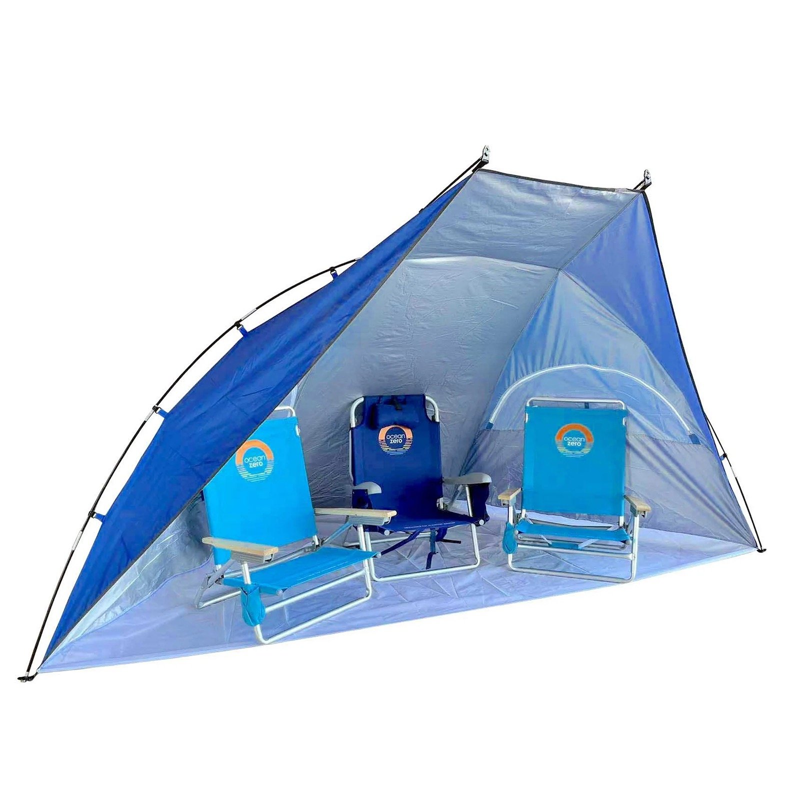 Ocean Zero Portable Beach Shade. UPF 50+. Solid Blue