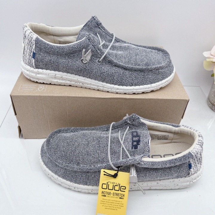 Hey Dude Wally Stretch Cobalt Gray Slip On Shoe Mens Size US 10
