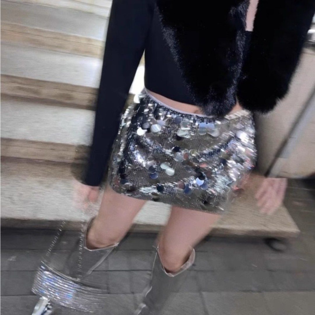 Danielle Guizio Low Rise Paillette Skirt