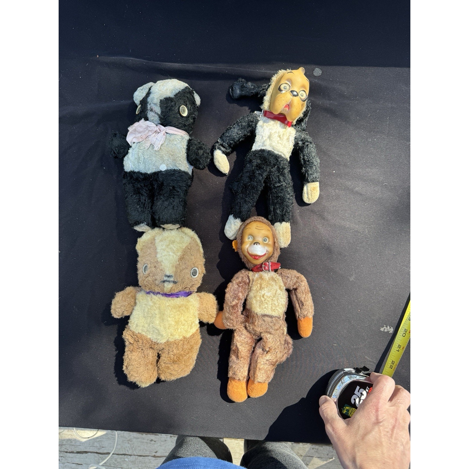4 Rare 1950’s Vintage RUBBER FACE PLUSH STUFFED Toys Monkey Bears