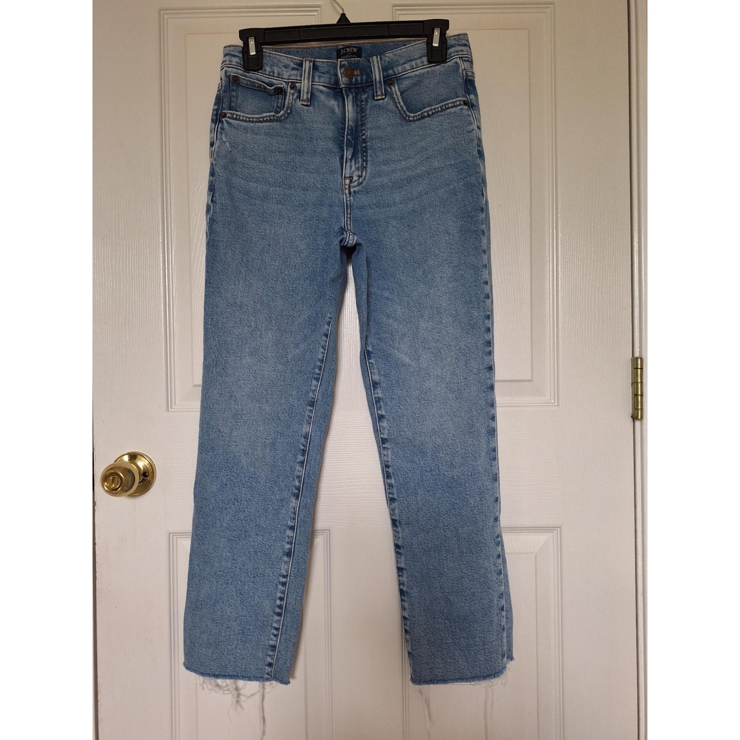 J.Crew Women Essential Straight Jean Stretch Marin Wash 26 Inseam, Size 27