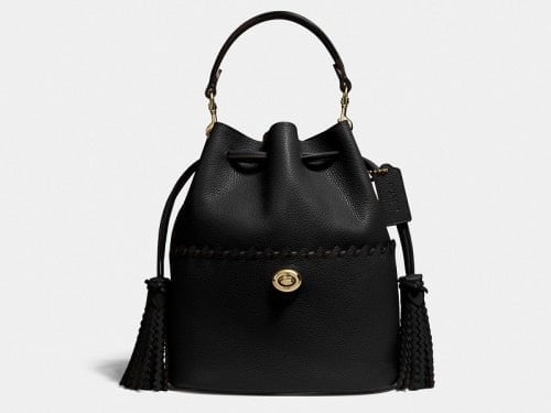 Coach Lora With Whipstitch Detail Black/Gold Bucket Bag