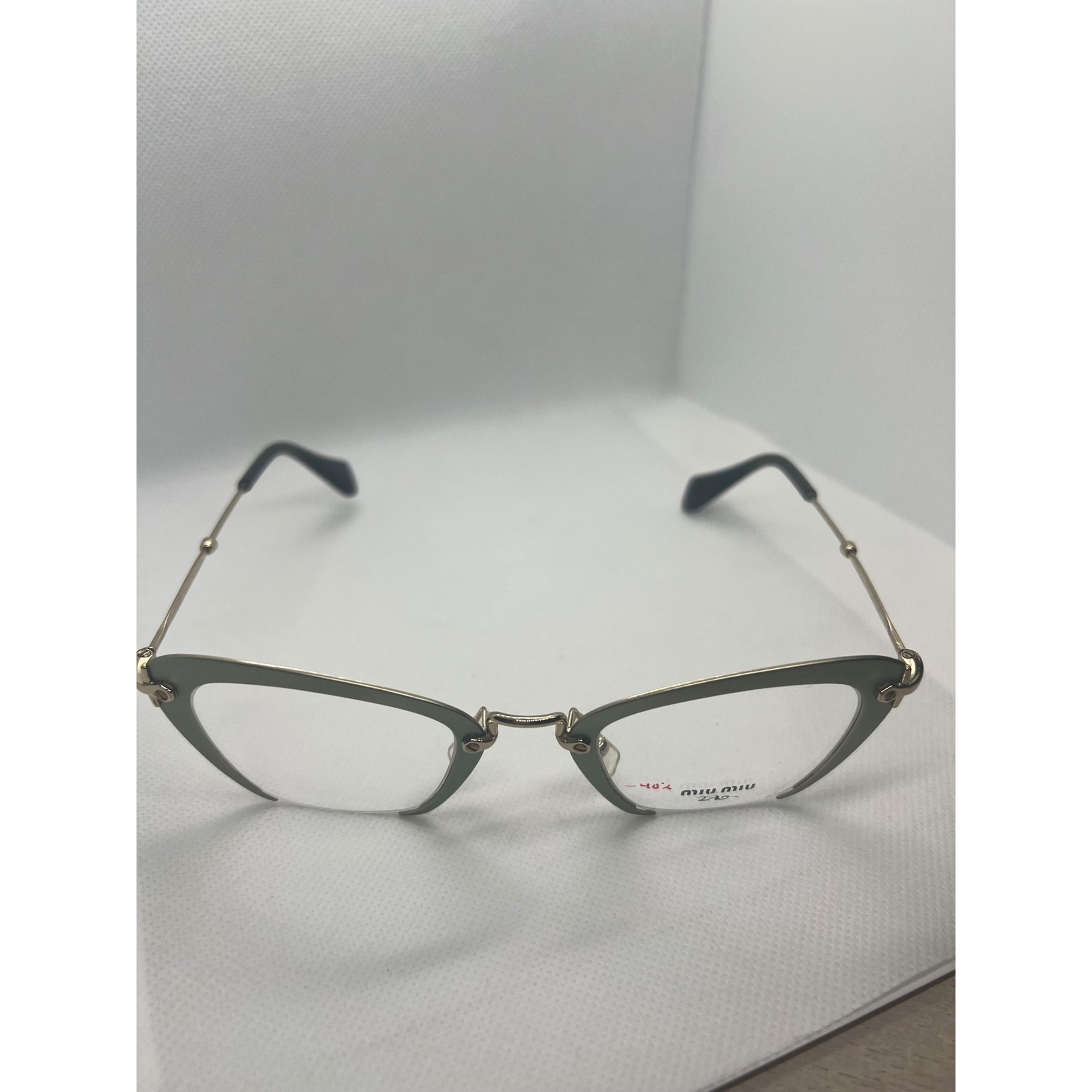 Miu Miu VMU54O Cat Eye Glasses Frames Designer Eyeglasses Gold Green Womens
