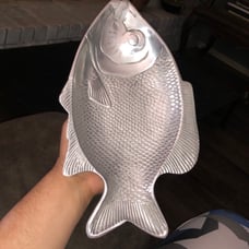 Silver tone fish serving plate