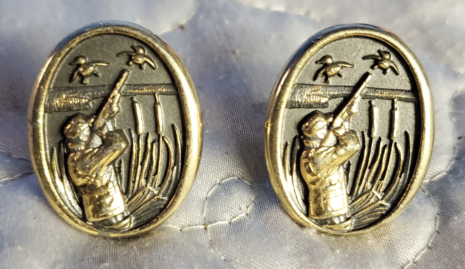 Vintage Hunting Cufflinks Hunt Club Hunter Dog Antique Metal Cuff Links