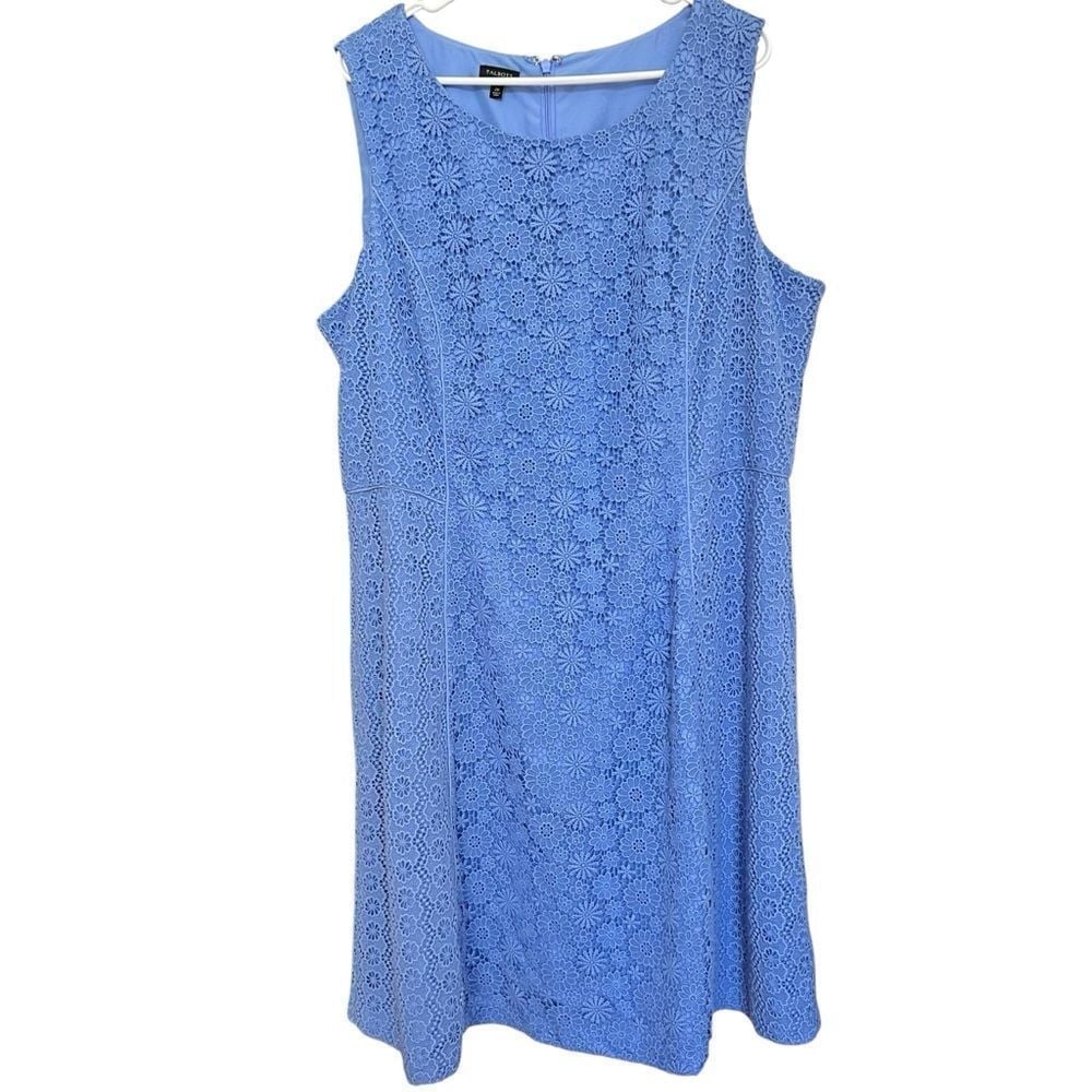 Talbots Dress Womens 20 Floral Lace Sleeveless Sheath Formal Party Cocktail Blue