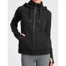 Athleta Black Cotton Zip Up Triumph Hoodie S