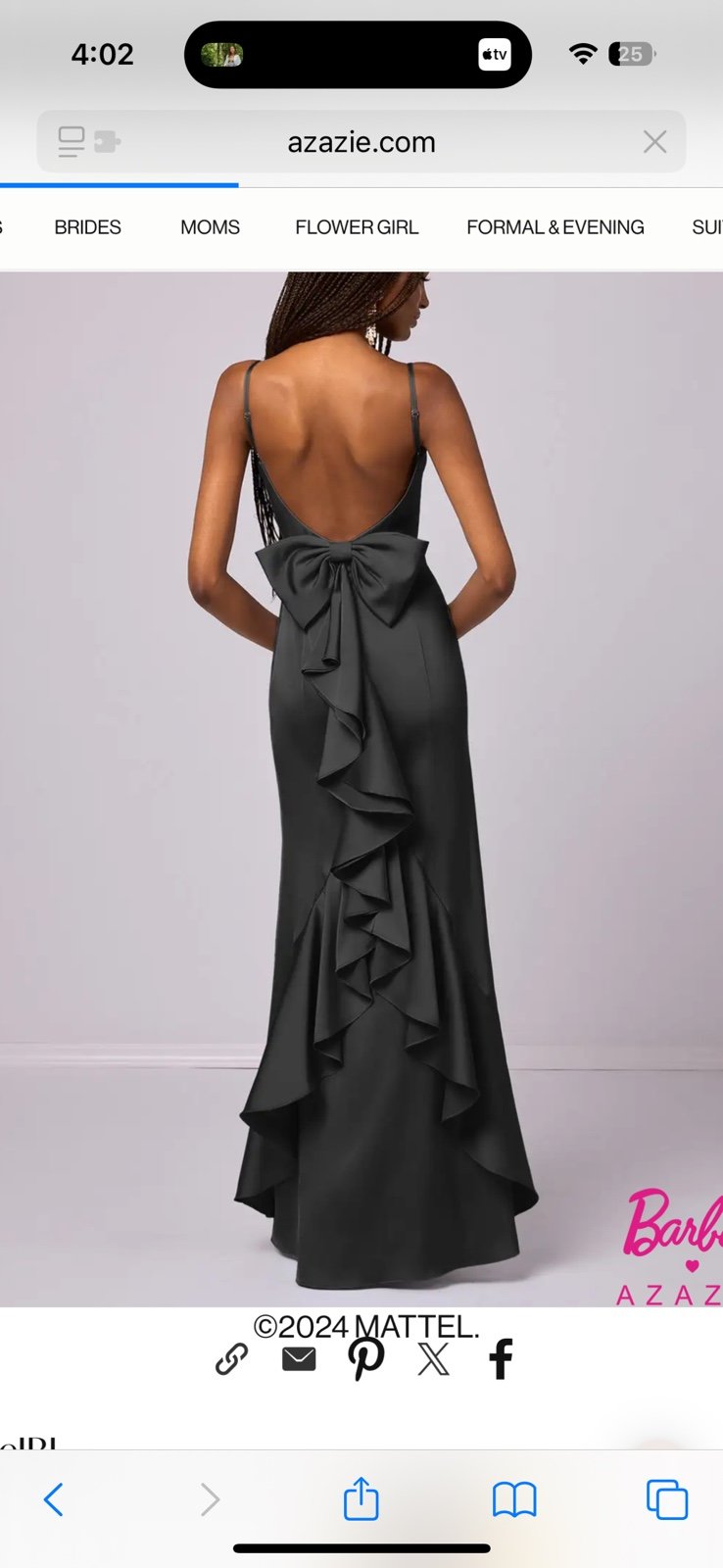 Barbie™  AZAZIE 1033 Stretch
Mermaid Bow Stretch Satin Floor-Length Dress black