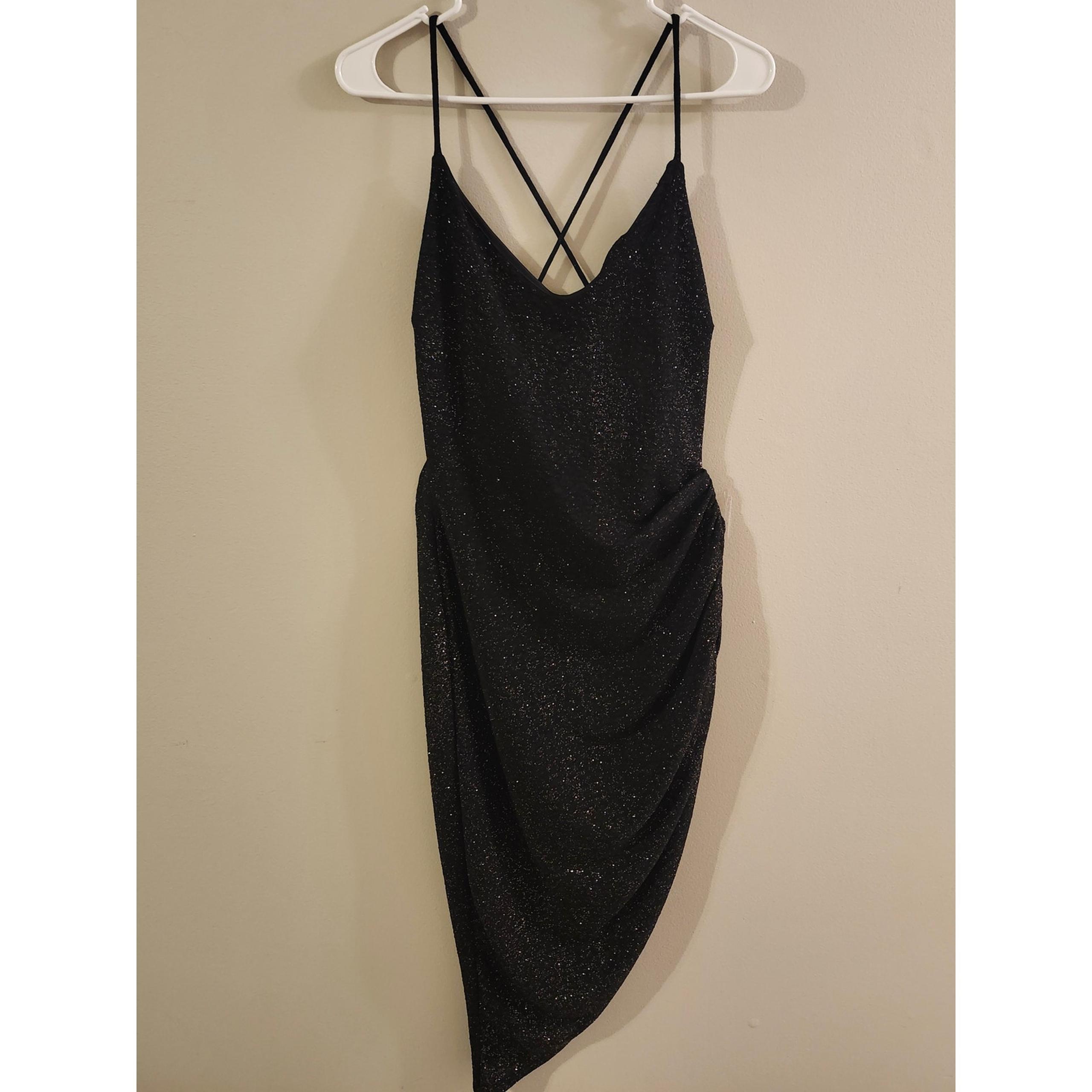 Windsor Bodycon Slit Glitter Party Dress Junior's Size Large Black