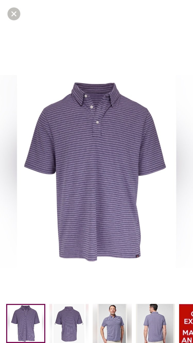 Faherty Movement Dusk Sea Stripe Short Sleeve Polo XXL