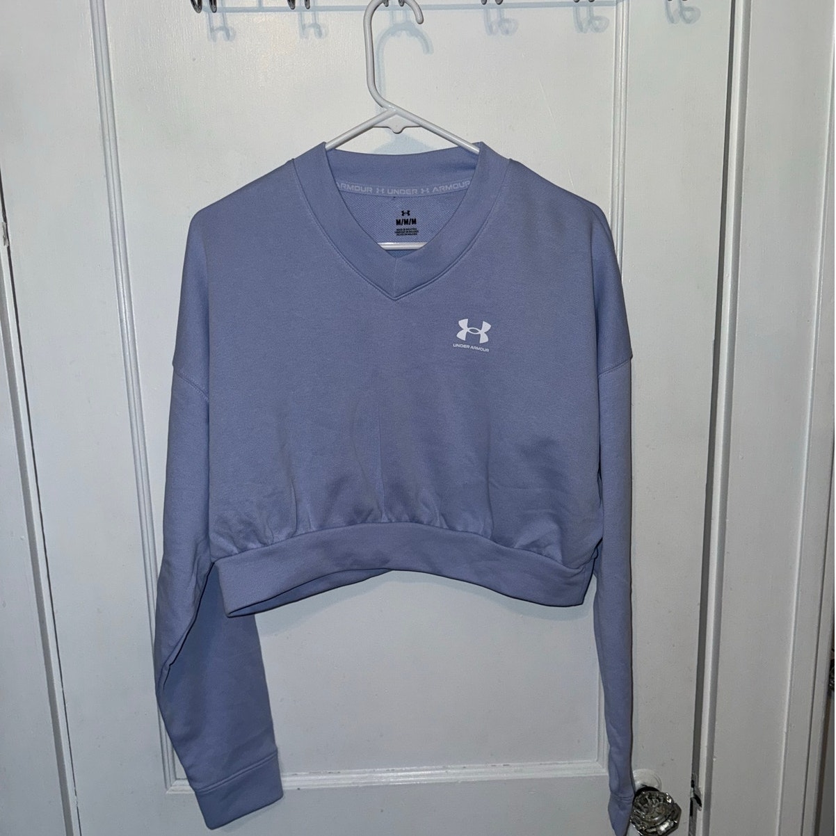 New UA Rival Terry Crop Crew Sweatshirt Purple size M