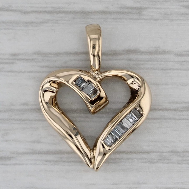Diamond Open Heart Pendant 10k Yellow Gold