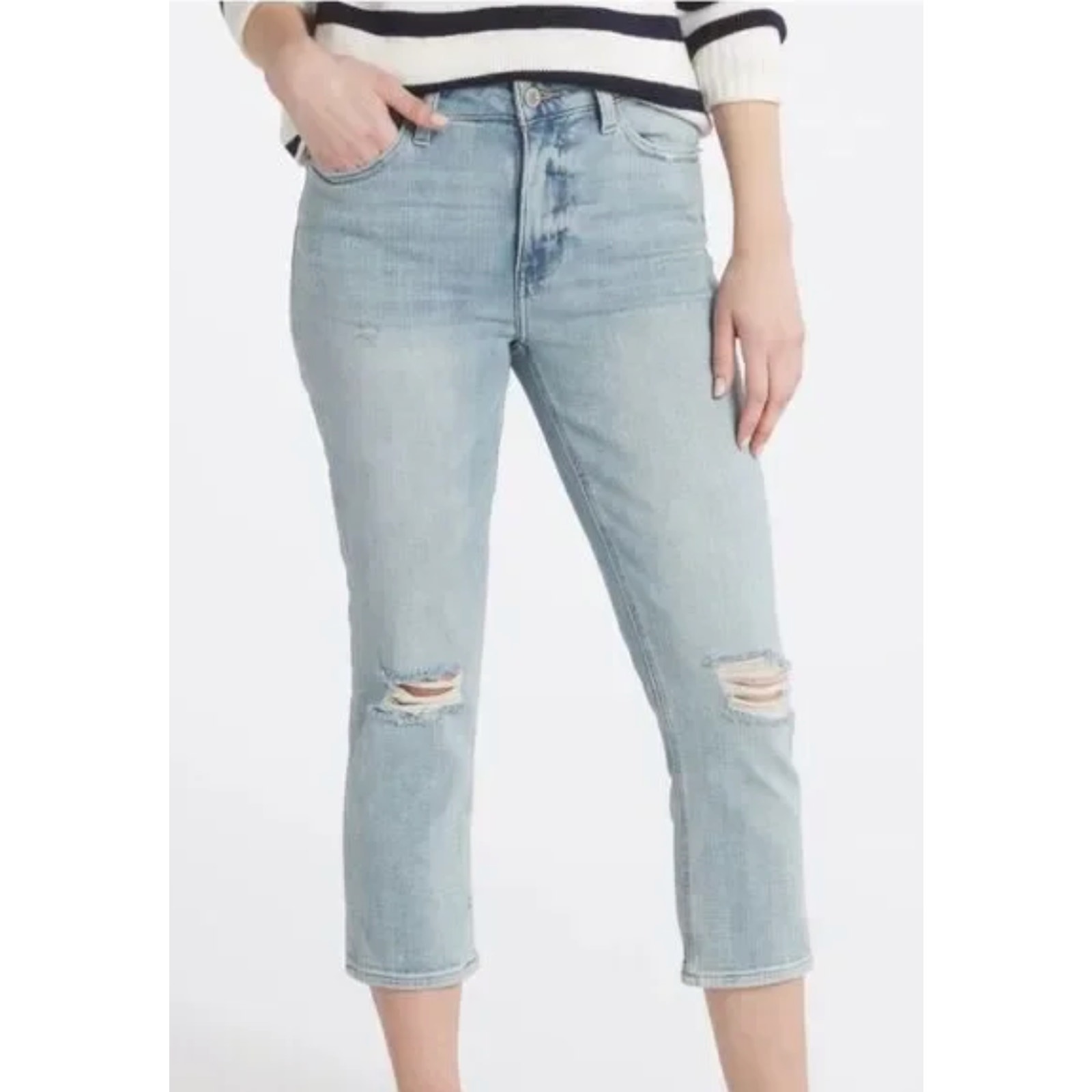 Cosmic Blue Love Womens Blue Brielle VTG High Rise Capri Denim Jeans Size 8P NWT