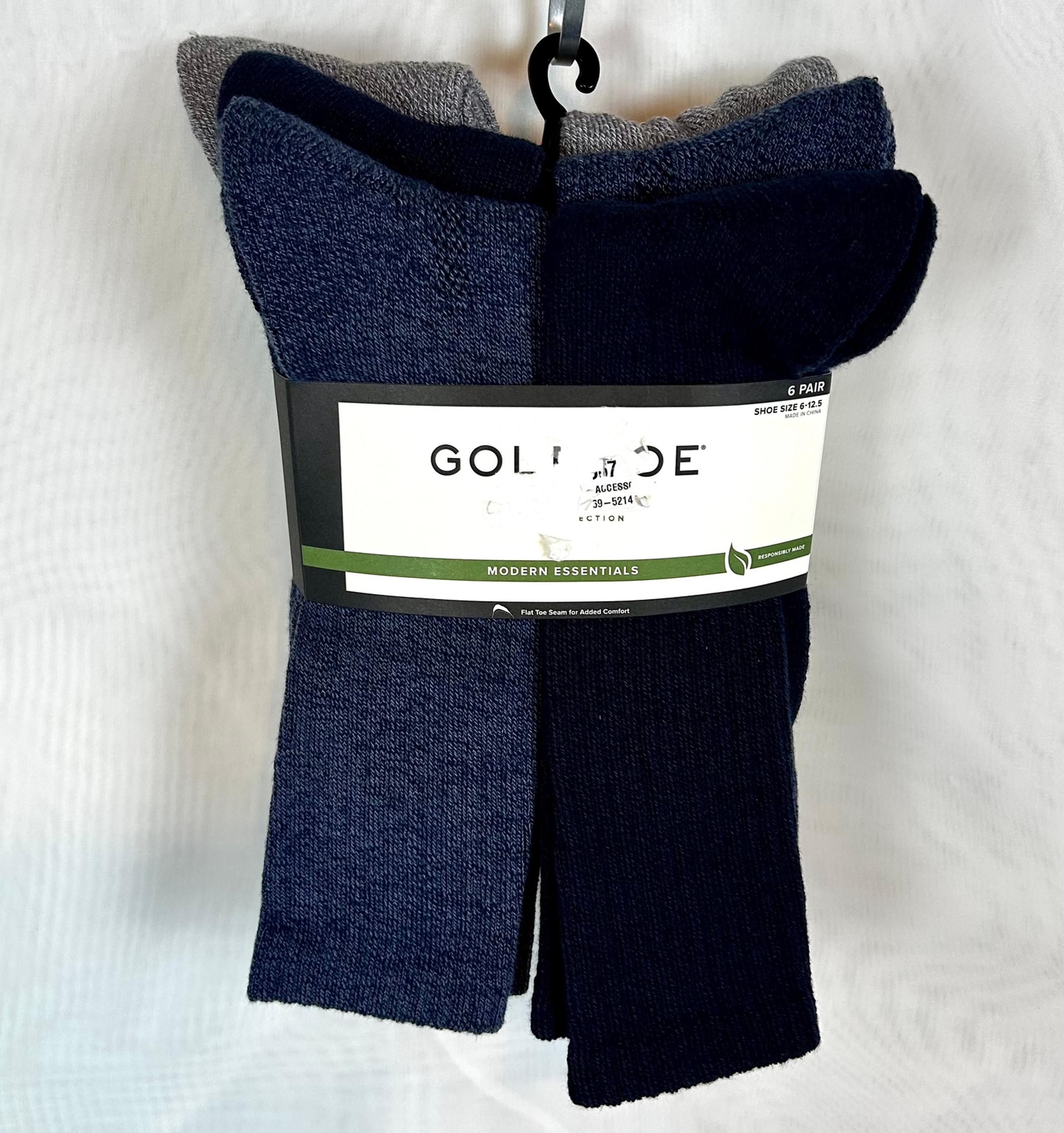 New Gold Toe Mens 6 pack of socks / shoe size 6-12.5