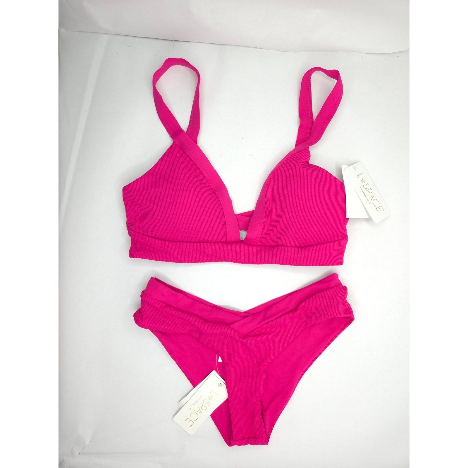NWT L*space Vera Ribbed Bikini Top size M Pratt bottom size S