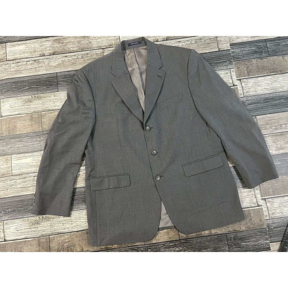 Ralph Lauren RALPH Mens Suit Jacket Sport Coat 3 Button Gray Wool 44R