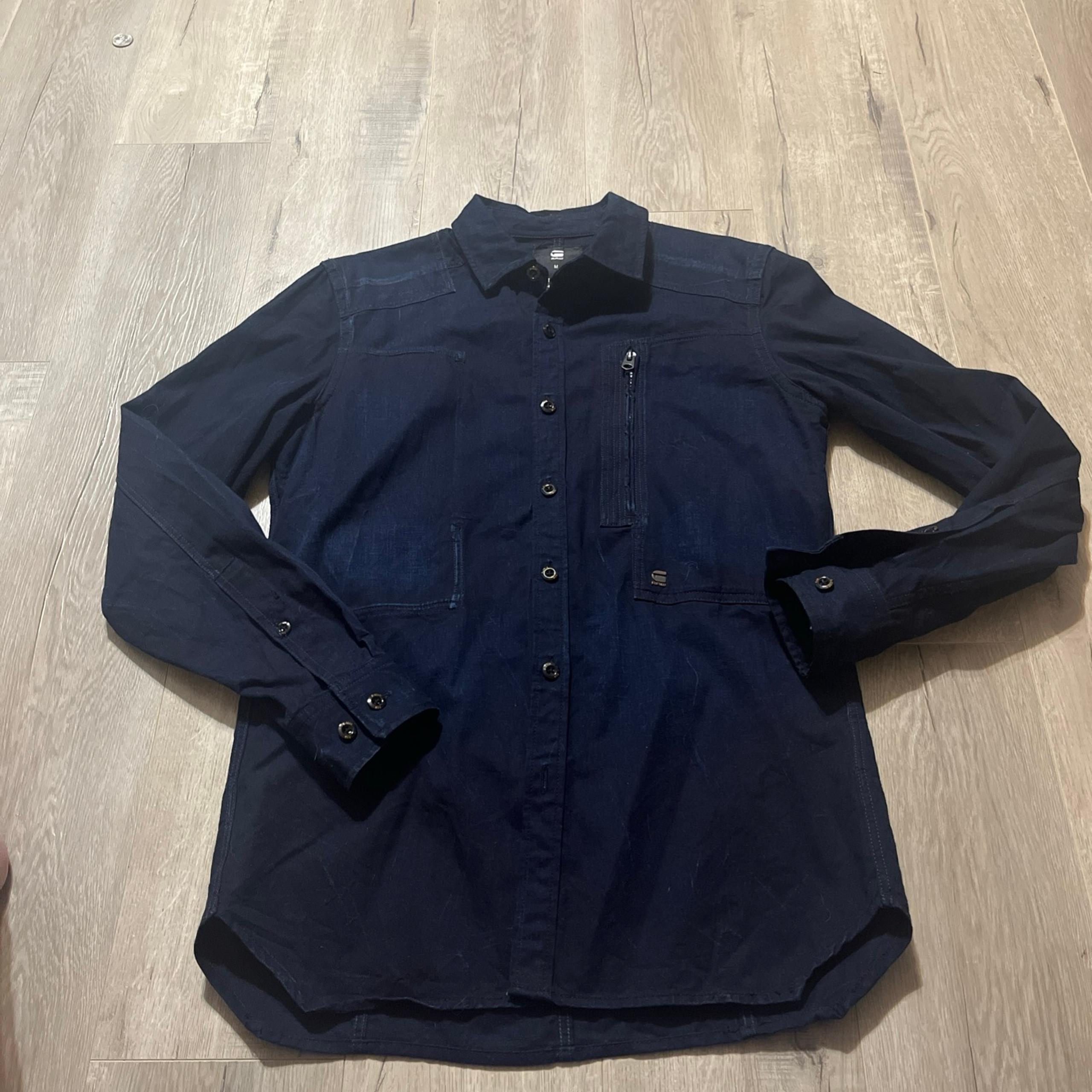 G star raw men’s button-down longsleeve shirt size medium dark blue