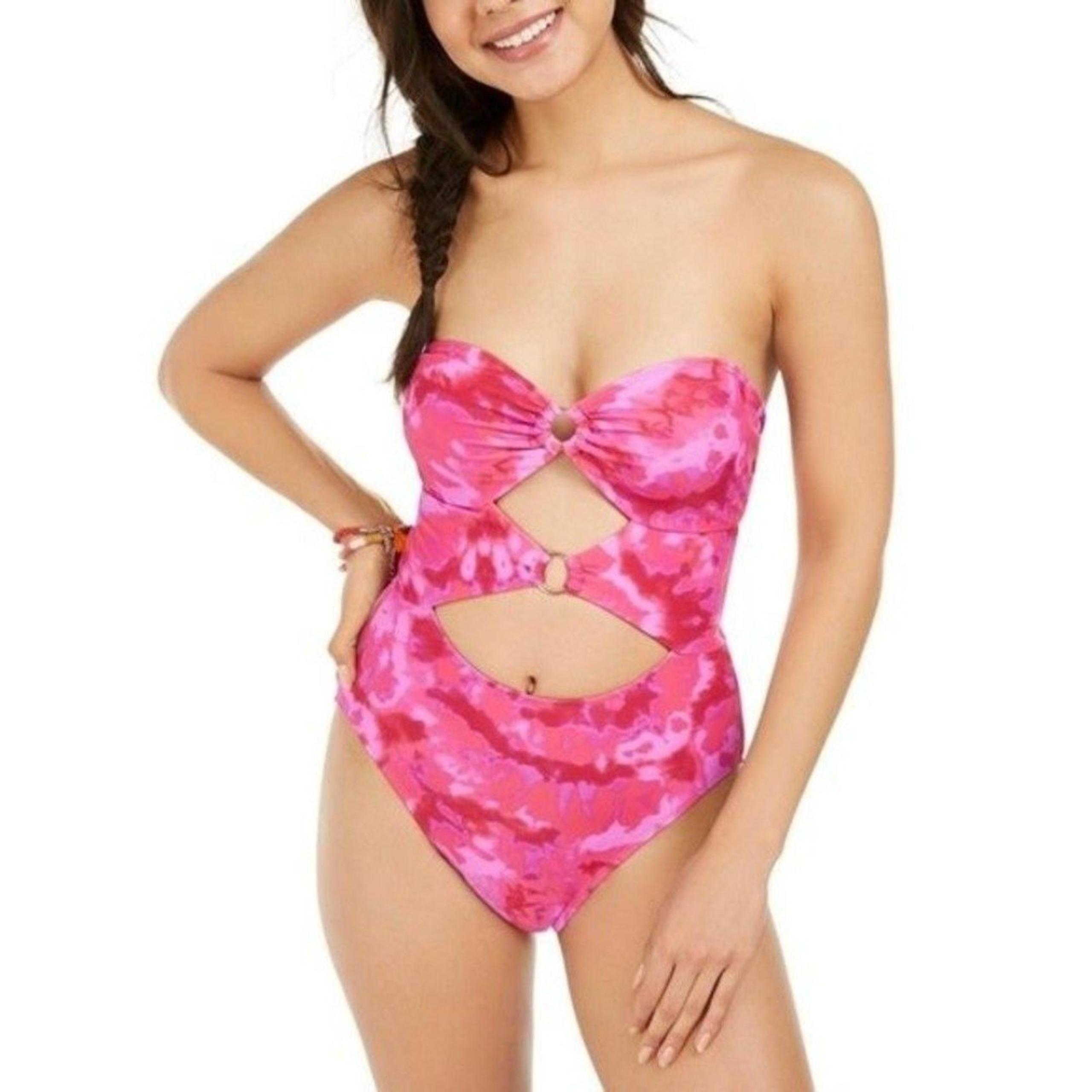 Hula Honey tie dye Cut-Out One-Piece Swimsuit XS