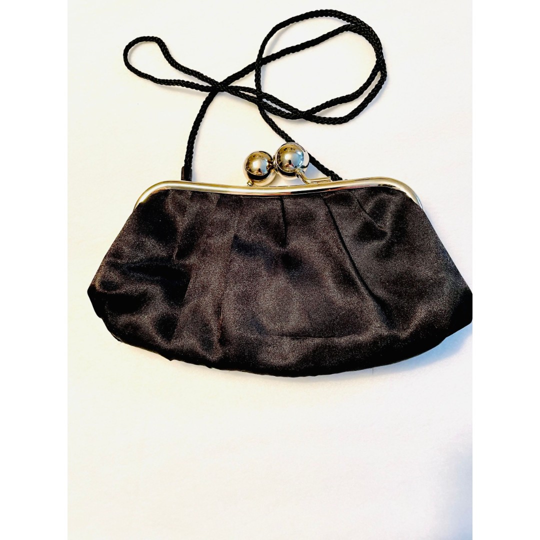 La Regale evening bag black silky vintage purse