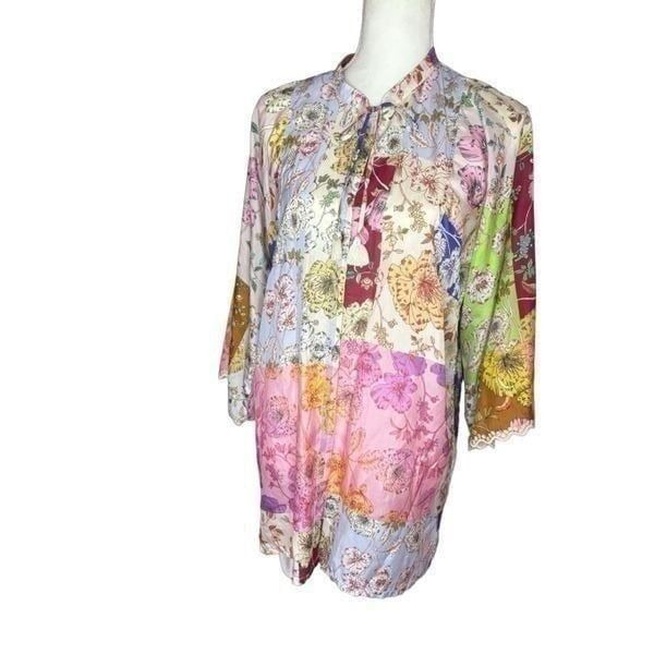 Johnny Was Cosmo Marianne Tunic Silk Multi-Buttoned Blouse - Size XS