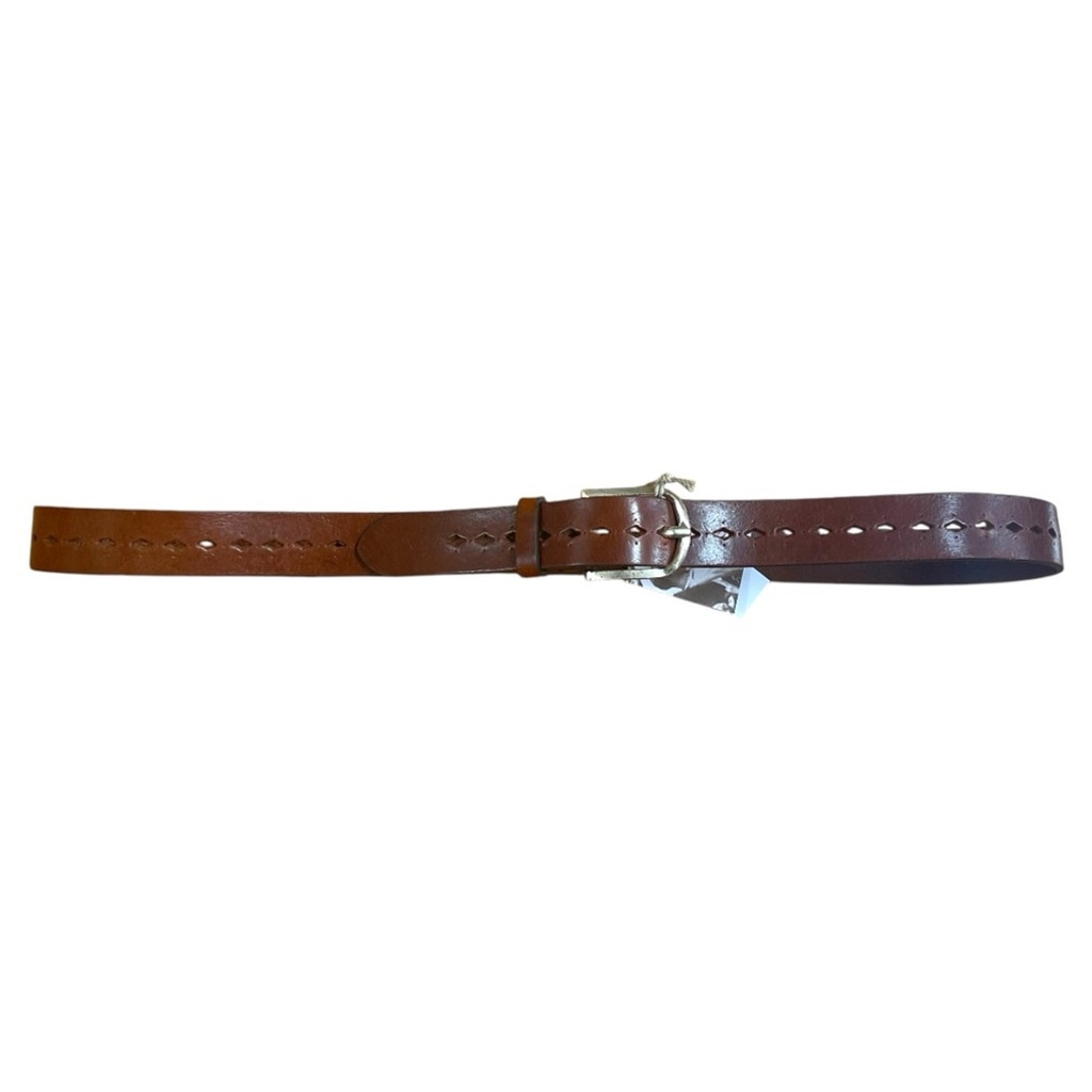 Fabio Corti Ferenze Made in Italy Genuine Leather Belt Silver Hardware Brown L