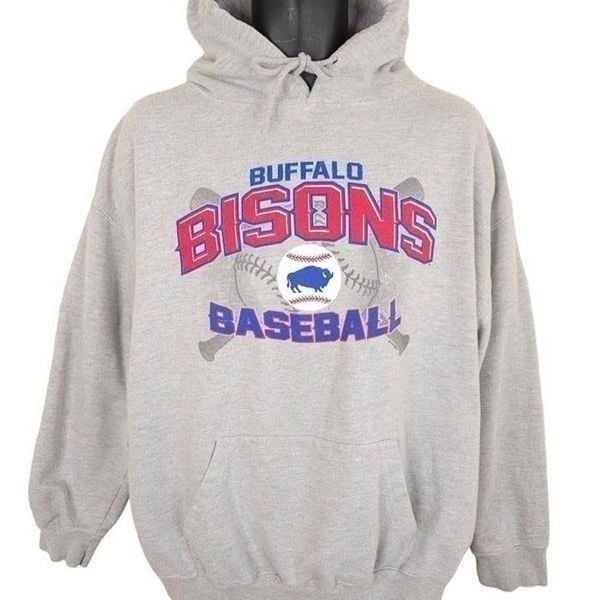 Vintage Buffalo Bisons Sweatshirt Hoodie Mens Size 2XL Gray 90s Minor League